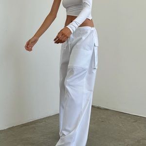 local European cargos : white wide leg pant